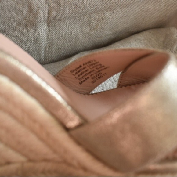 J. Crew Metallic Champagne Lt. Gold Leather Platform Espadrille Size 7.5 - Picture 6 of 11